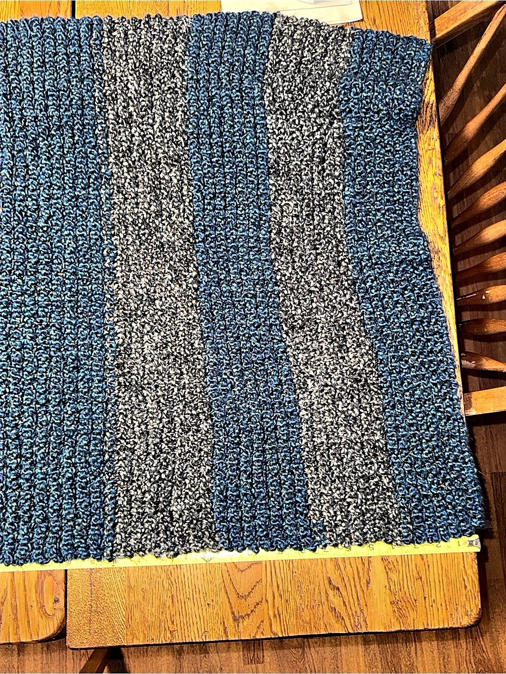 Blue & Gray Striped Textile Throw Blanket
